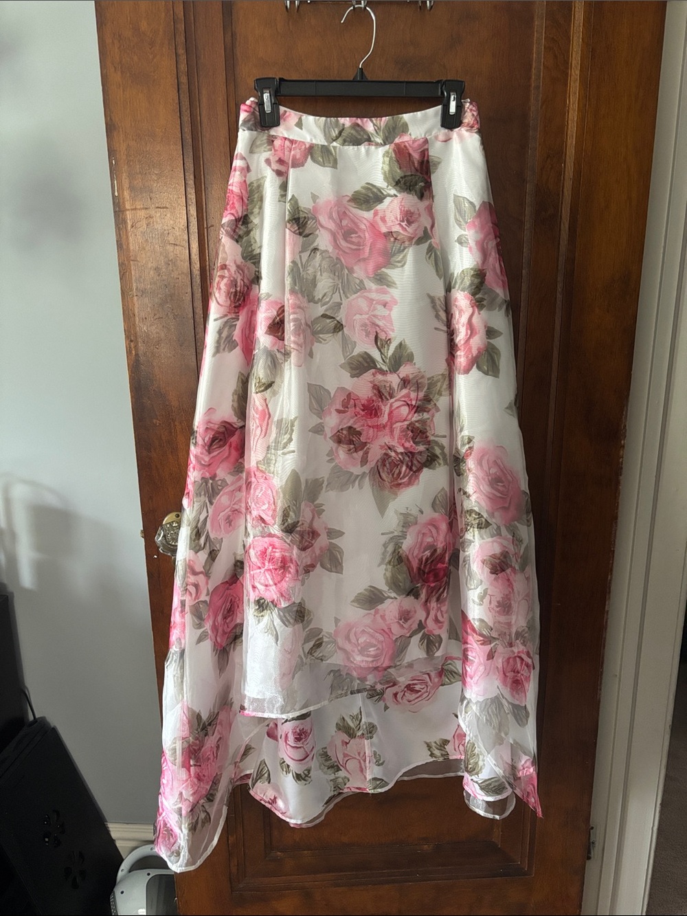 City Triangles Floral Pink Rose Asymmetrical Maxi Skirt Size 7